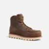 Front three-quarter view of the Anzhou 301 brown leather waterproof safety boot with round moc toe and lace-up closure