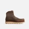Anzhou 301 brown leather waterproof safety boot, side profile with moc toe, lace-up front and slip-resistant wedge sole