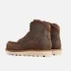 Three-quarter view of a pair of Anzhou 301 brown leather waterproof safety boots showing moc toe and side profile